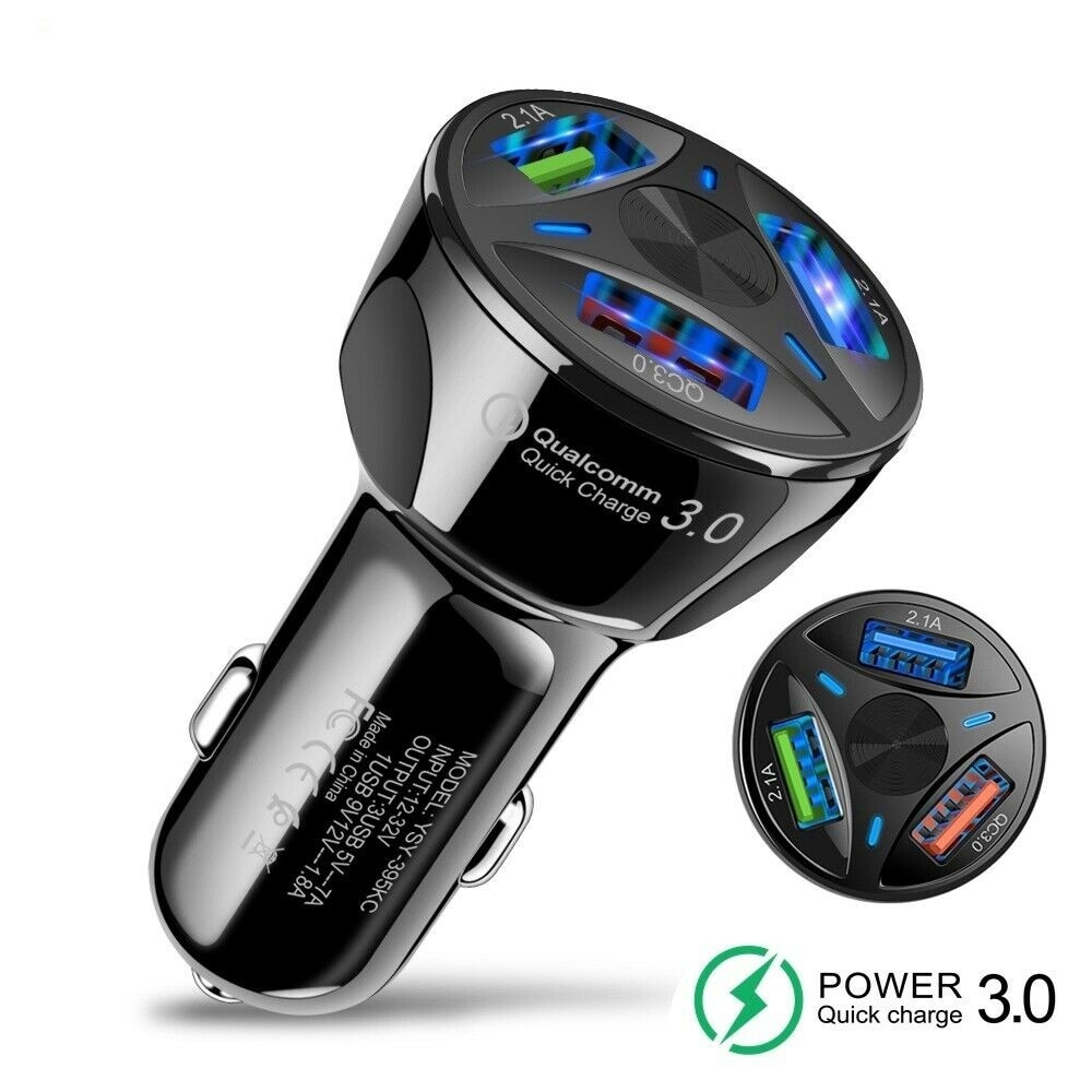 Adaptador de cargador de coche Universal, Triple USB, QC 3,0, , 3 puertos para teléfono móvil, GPS, pantalla LED, carga rápida para Android