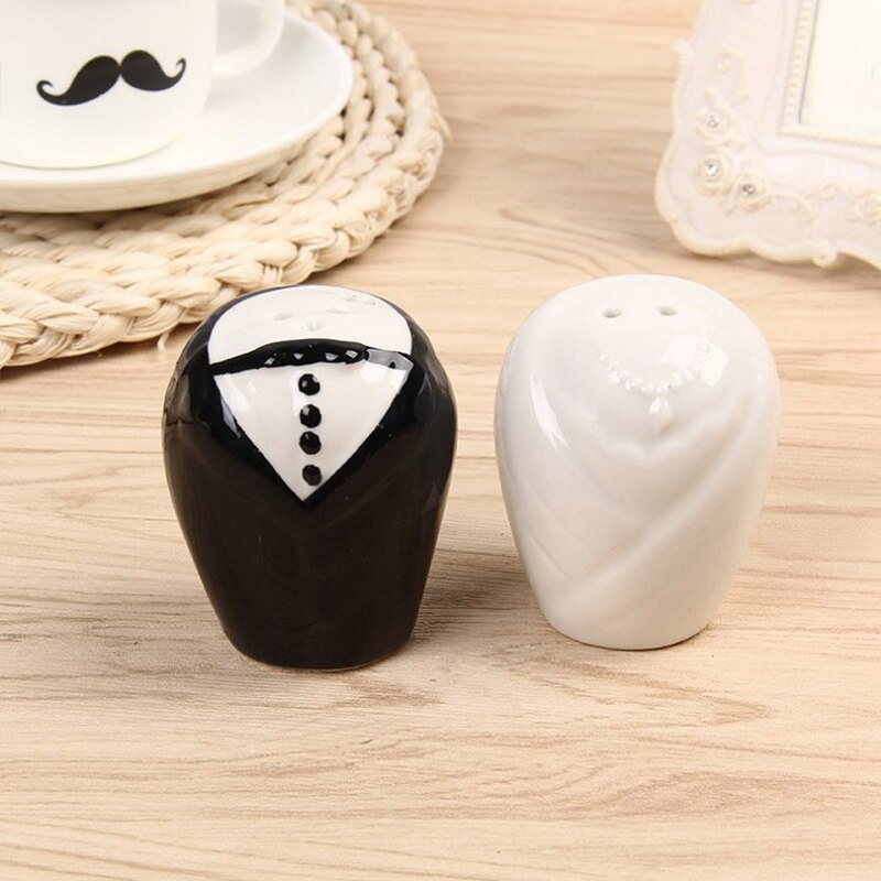 Wedding Bride and Groom Ceramic Salt and Pepper Shakers Bridal Shower Favors