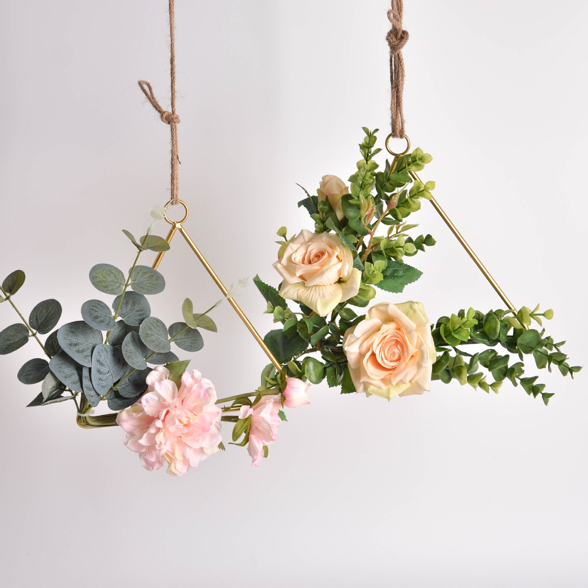20cm jernreb guld metalring bærbar krans blomster bryllup brud blomster krans håndlavet catcher hoop baby shower indretning