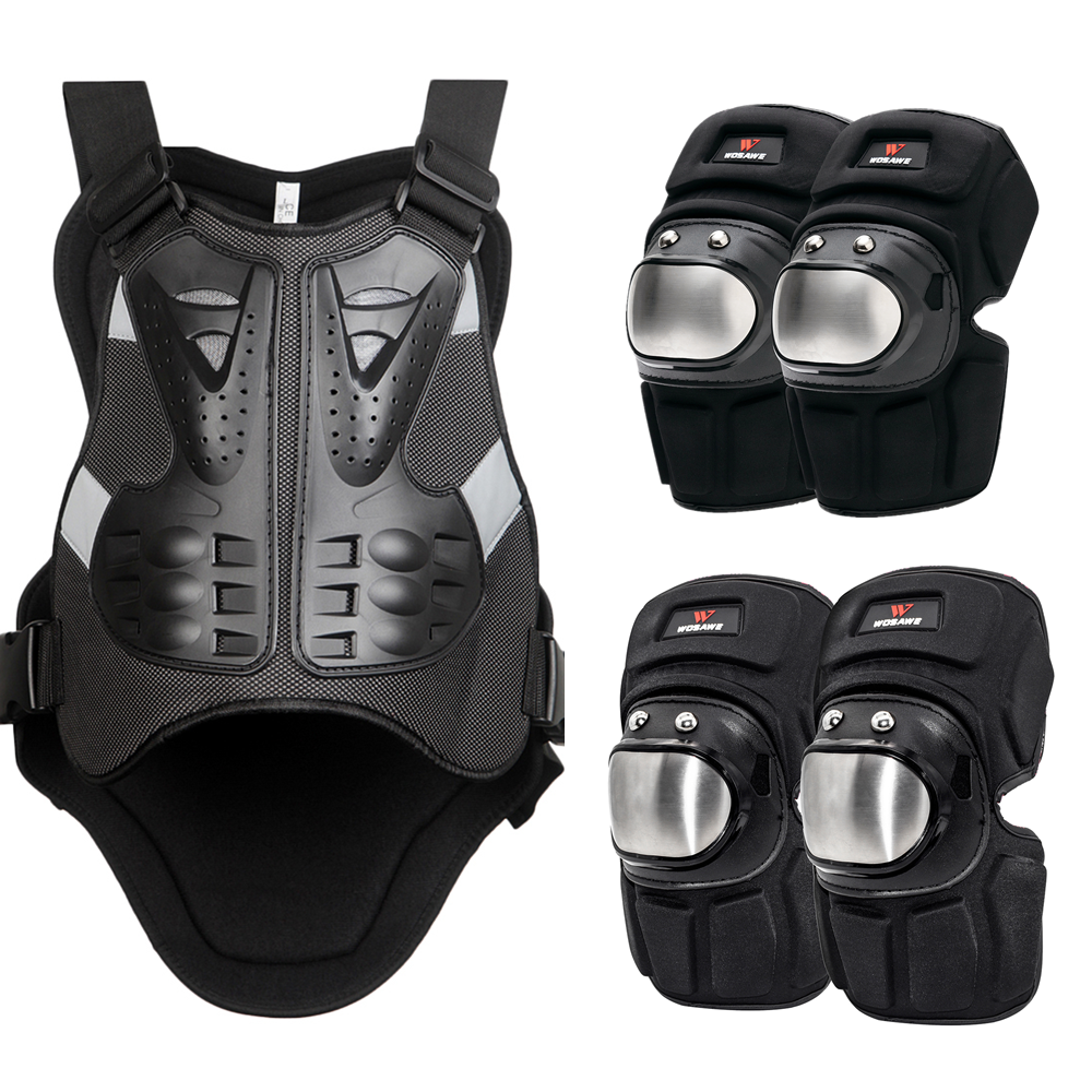 WASAWE Motorcycle Protection Armor Set Knee Pad Elbow Pad Chest Protector Back Support Motocross Motorbike Body Guard Gear