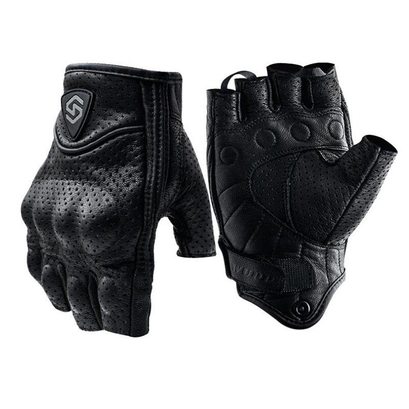 Guantes de Ciclismo de oveja, mitones de cuero sin dedos, medio dedo, para Motocross, montañismo, Fitness, 1 par: XL