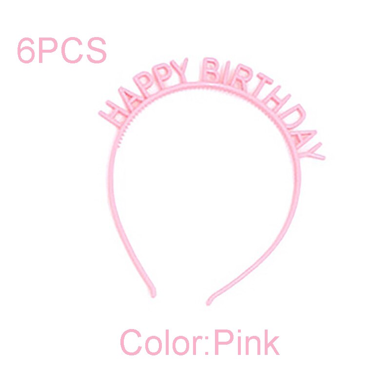 Diadema de feliz cumpleaños para niña, sombrero colorido para de cumpleaños, Macaron, 6 unids/paquete: 6PCS Pink