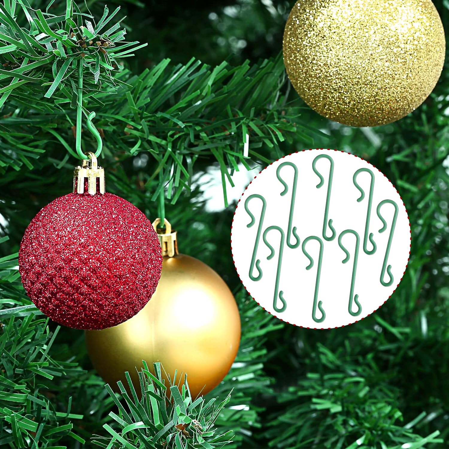 Ganchos de árvore de natal verde, pingente de suspensão de natal, mini cabide, bola, ornamento, gancho para guirlanda de ano novo, decoração de festa em casa