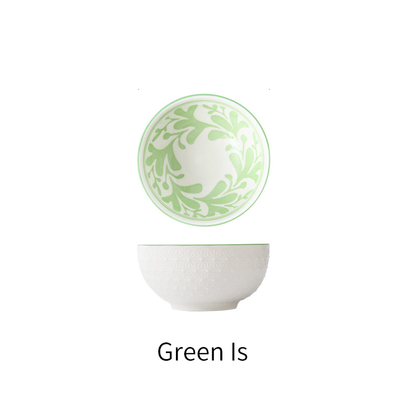 4.5 Inch Household Rice Bowl Ceramic Tableware Nordic Minimalist Style Underglaze Relief Kitchenware Porridge Bowl Small: N