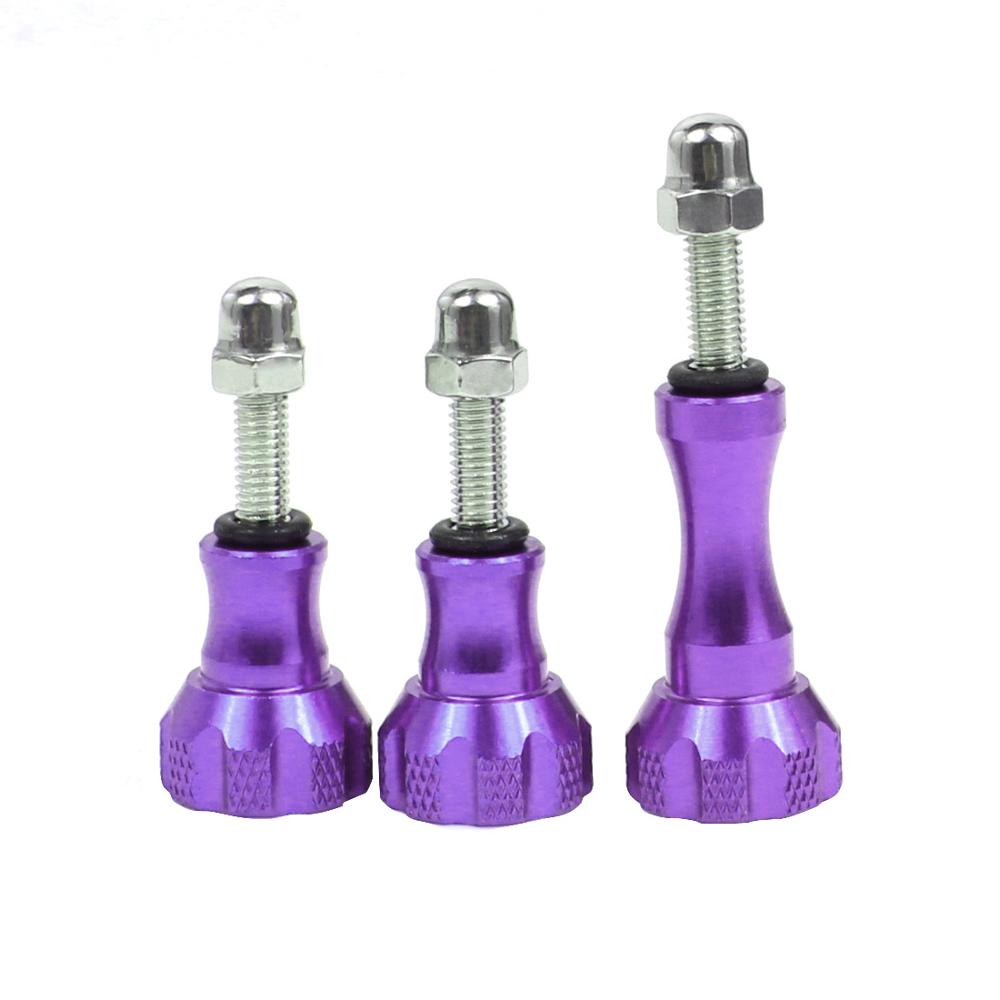 Aluminum Alloy Bolt Nut Thumb Screws Mount 1xLong 2xShort CNC for GoPro Hero 10 9 8 7 Black Max for DJI Osmo Action Sjcam Camera: Purple