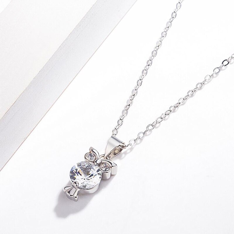 Zn Mode Zirkoon Hangers Uil Ketting Voor Vrouwen Crystal Heart Gold Lange Kettingen Mode-sieraden Cadeau