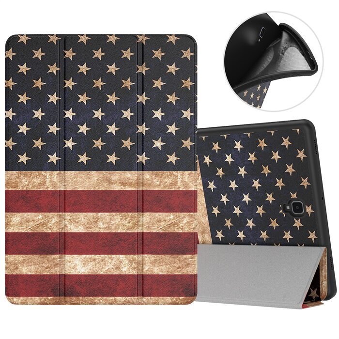 Moko-hoesje voor samsung galaxy tab  s4 10.5 met s-penhouder, zachte tpu ultraslanke drievoudige smart stand-hoes met automatische wake/sleep: Amerikaanse vlag