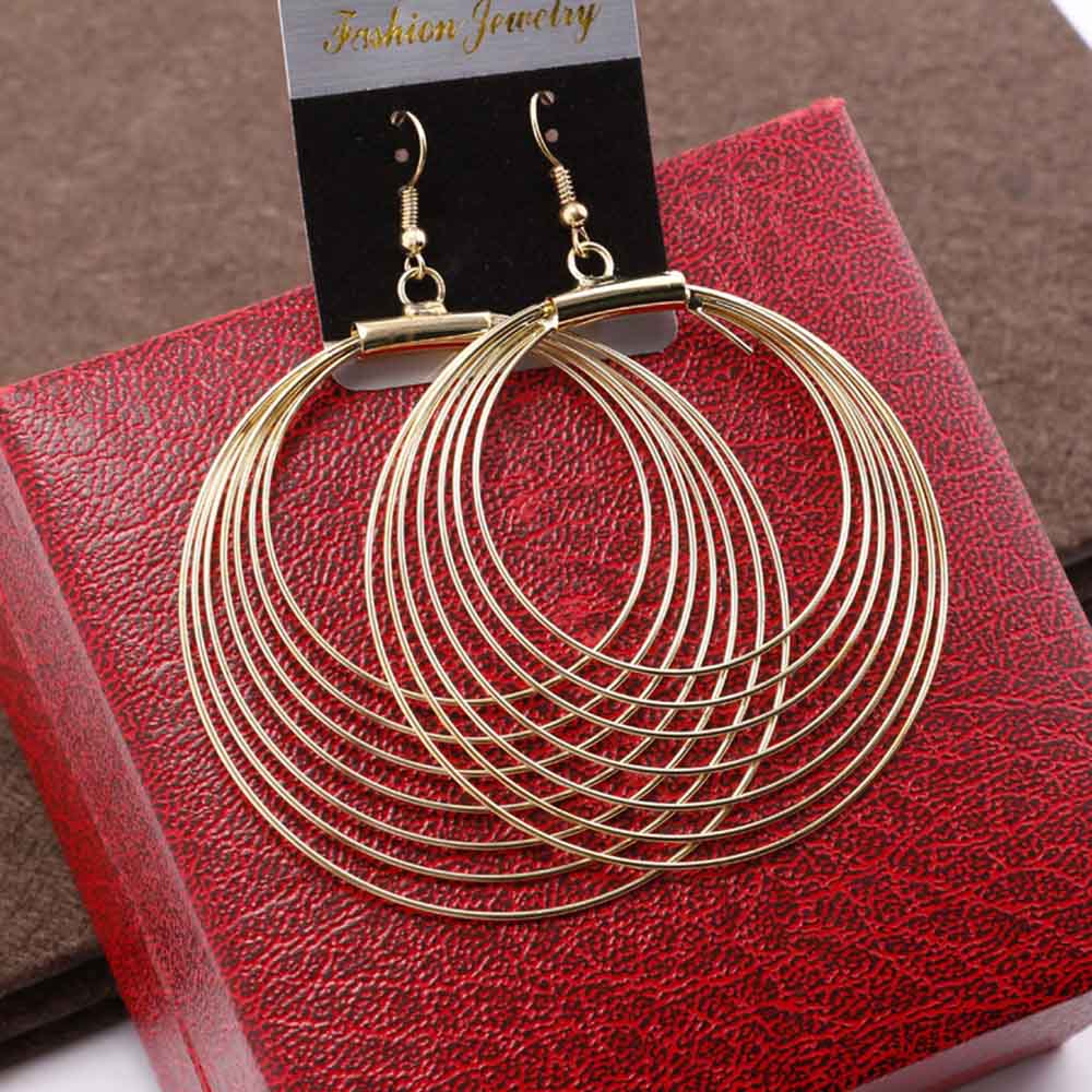 Grand plus récent or exquis rond Clip sur boucles d'oreilles femmes fille pas oreille trou boucles d'oreilles pour les femmes boucle d'oreille bijoux