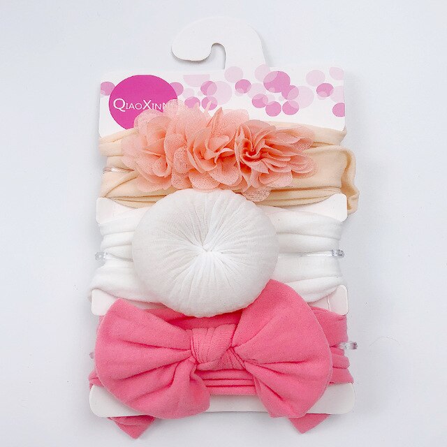 Ensemble de 3 bandeaux élastiques en mousseline de soie et nylon pour bébé,accessoires pour cheveux style turban avec nœud et fleur, couleur unie, pour fille, 3 pièces,: Color 10