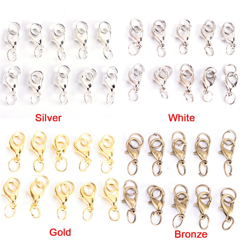 20Pcs Boho Stil Karabinerverschlüsse Jump Ringe Split Ring, Der Haken Perlen Crimp Ende Frühling Halskette Snap Ketten stecker Set