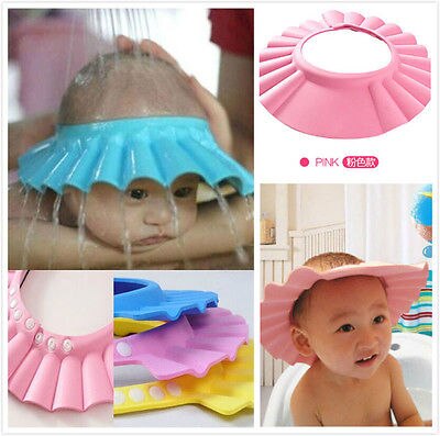 Blød og justerbar baby showerhætte børns shampoo badevask hår skjold hat blød og justerbar