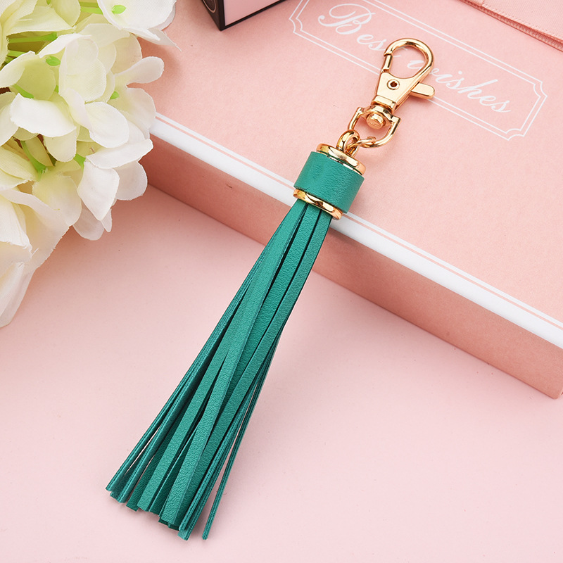 PU Tassel Pendant Imitation Microfiber Long Tassel Diy Luggage Jewelry Accessories Key Chain Leather Tassel: Green