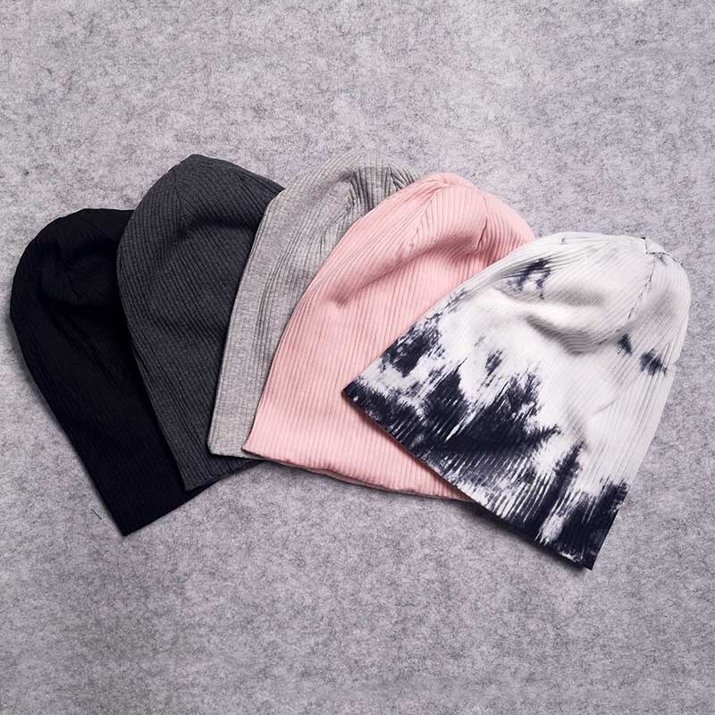 Gorros de canalé de algodón para mujer, Gorros holgados negros, Gorros de gran tamaño, para invierno y otoño