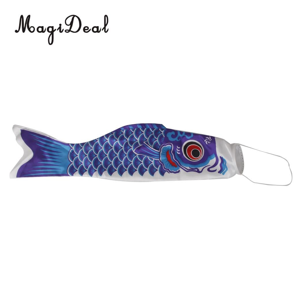 MagiDeal-masque à vent japonais | 40cm/55cm/70cm/100cm/150cm, drapeau carpe Koi Nobori poisson voilier décoration de fête à domicile: Blue / 40cm