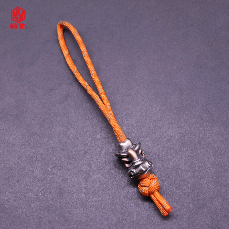 1PC Retro White Copper Red Copper Knife Beads Bull head Skull Paracord Beads Lanyard Pendants: Orange