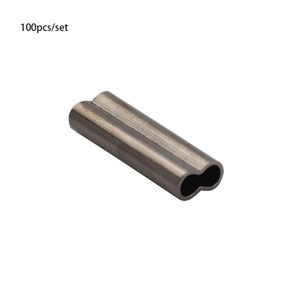 100pcs Durable Connector Oval Stainless Steel Double Copper Tube Fishing Wire Tube Line Crimping Sleeves 6 Sizes
