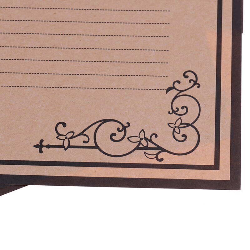 8 hojas/juego de letras de papel Estilo Vintage europeo papelería Kraft Oficina suministros carta papel sobres