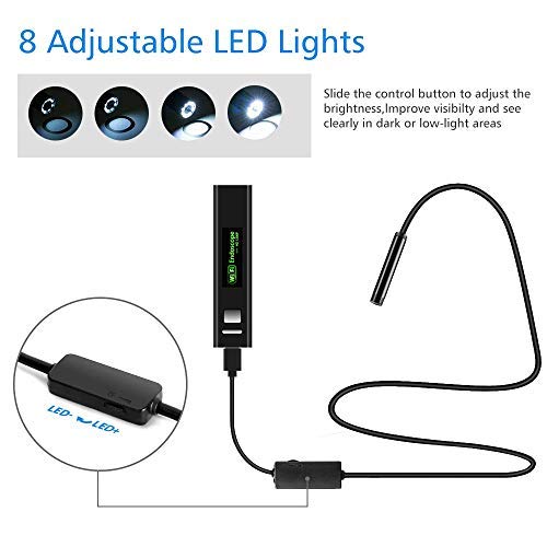 WIFI Endoscope Camera HD 1200P 1-10M Soft Wire IP68 Waterproof Snake Tube Inspection Android ios Wireless Borescope Camera