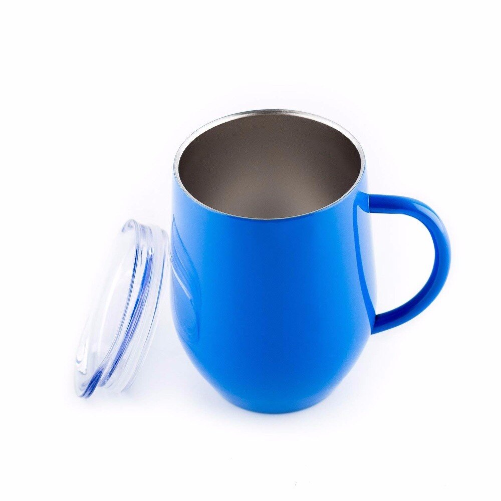 12oz bpa gratis dobbel vegg rustfritt stål melk drikke øl термокружка kopp egg form kaffe krus som lokk med håndtak