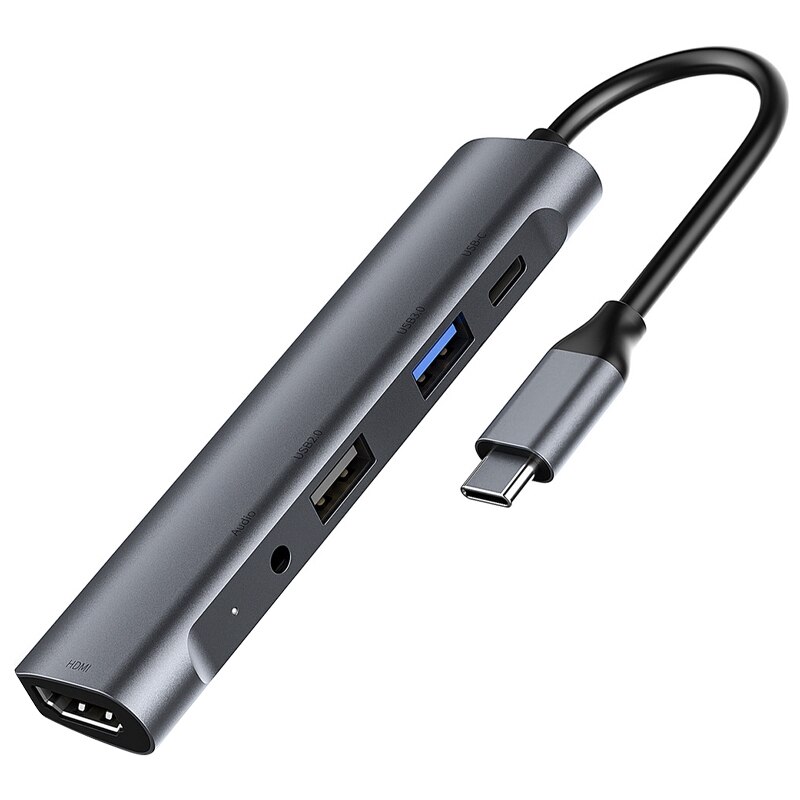 Usb c hub 5 in1 converter adapter met 4k hdmi usb c usb 3.0 -poorten  pd 60w oplaad-o-aansluiting voor pc pro: Default Title