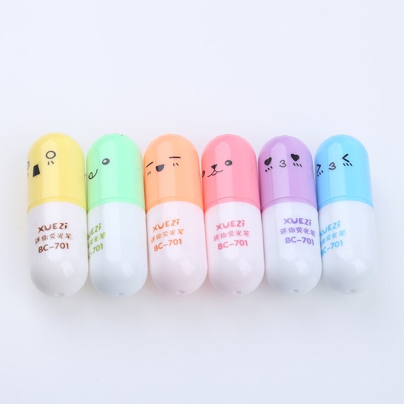 6 Teile/satz Kawaii Pille Textmarker Material Escolar Kawaii Marker Stift Schreibwaren Schule Bürobedarf Scherzt
