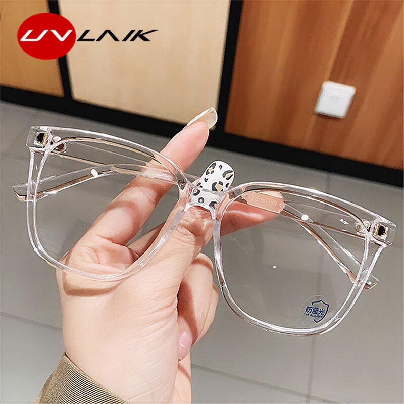 UVLAIK Transparent Computer Glasses Frame Women Men Anti Blue Light Round Eyewear Blocking Glasses Optical Spectacle Eyeglass