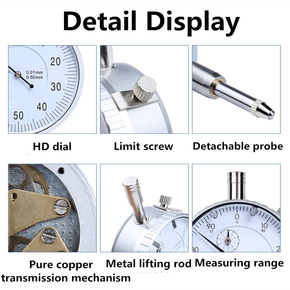 SOLLED Precision Tool 0.01mm Accuracy Measurement Instrument Dial Indicator Gauge Meter Precise Indicator