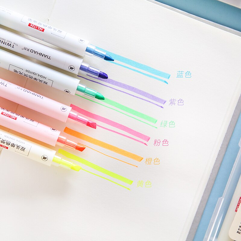 6 Pcs Dual Tip Pen Marker Highlighters School Supplies