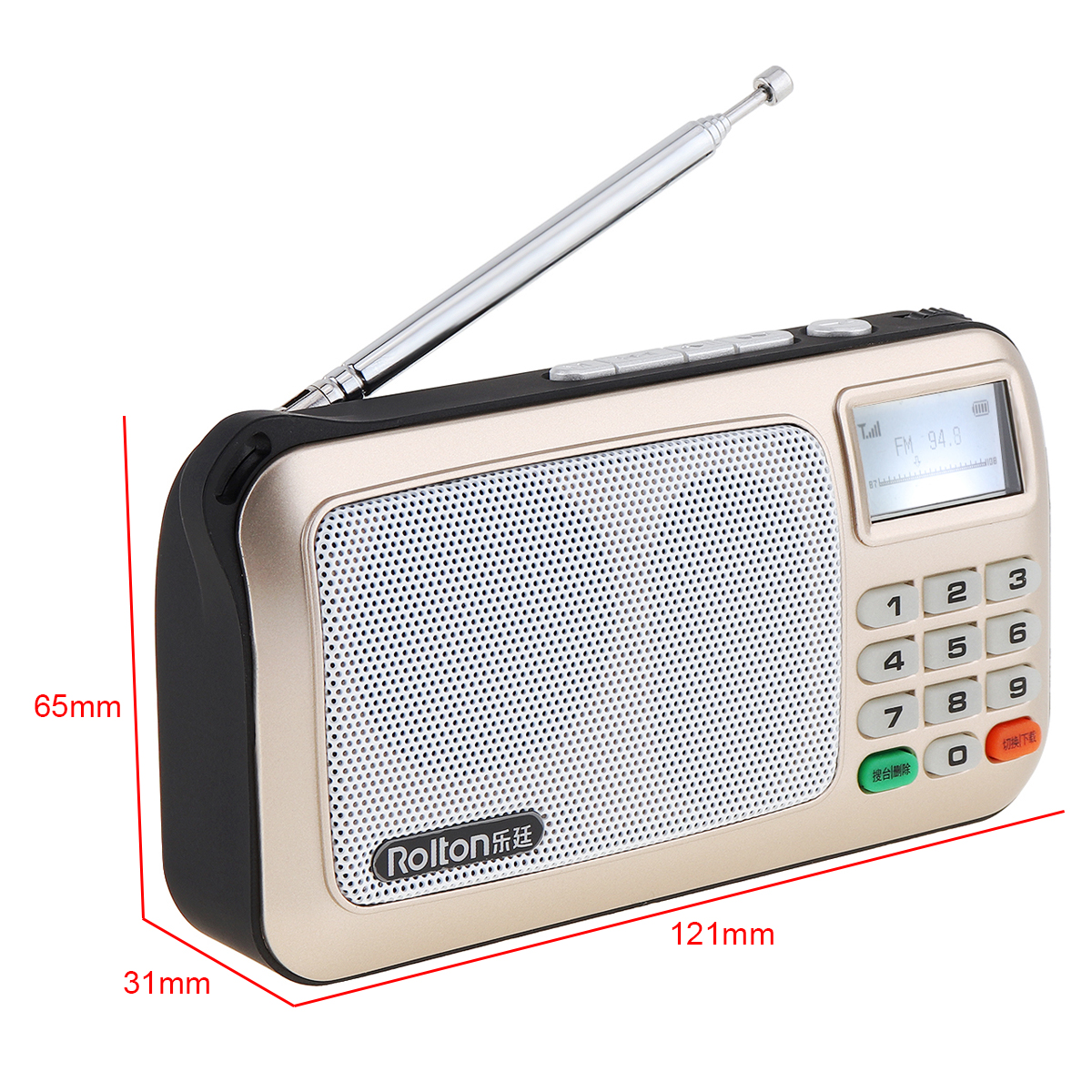 Rolton-Mini Radio portátil W505, reproductor de MP3 Digital, FM, USB, TF, altavoz con pantalla LED, Subwoofer, MP3, lámpara de antorcha