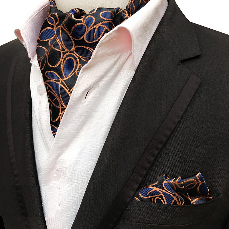 Lujosa corbata de seda Ascot de lujo para hombre, corbata para hombre, pañuelo para hacer corbatas, juegos de Cachemira Floral, bolsillo cuadrado, corbata para de boda: SMT-LJFT-18