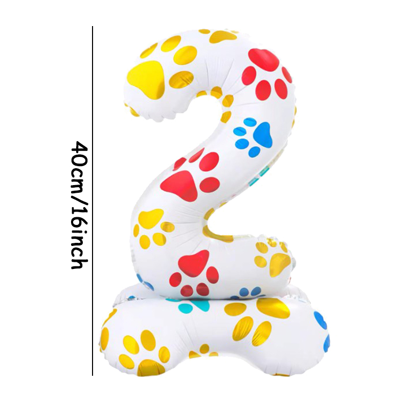 Globos de aluminio con patas de perro y animales para mascotas, globos de pie con números blancos de 16 pulgadas, decoración para de feliz cumpleaños, Baby Shower, 1 ud.: Emerald