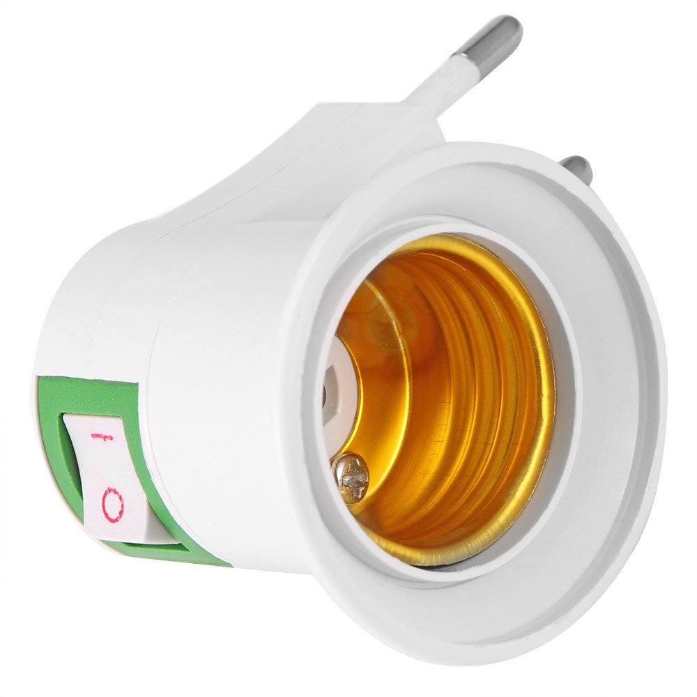Adaptador de iluminación LED E27 con enchufe a la UE, adaptador de encendido/apagado para lámpara de bombilla, Blanco práctico, , 1 ud.