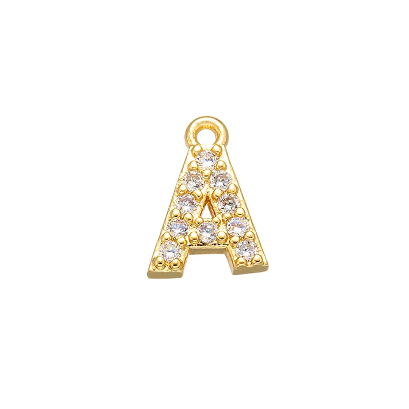ZHUKOU 8x8.5mm ottone Cubic Zirconia cristallo 26 lettera pendenti con ciondoli per donna collana orecchini accessori gioielli modello: VD545