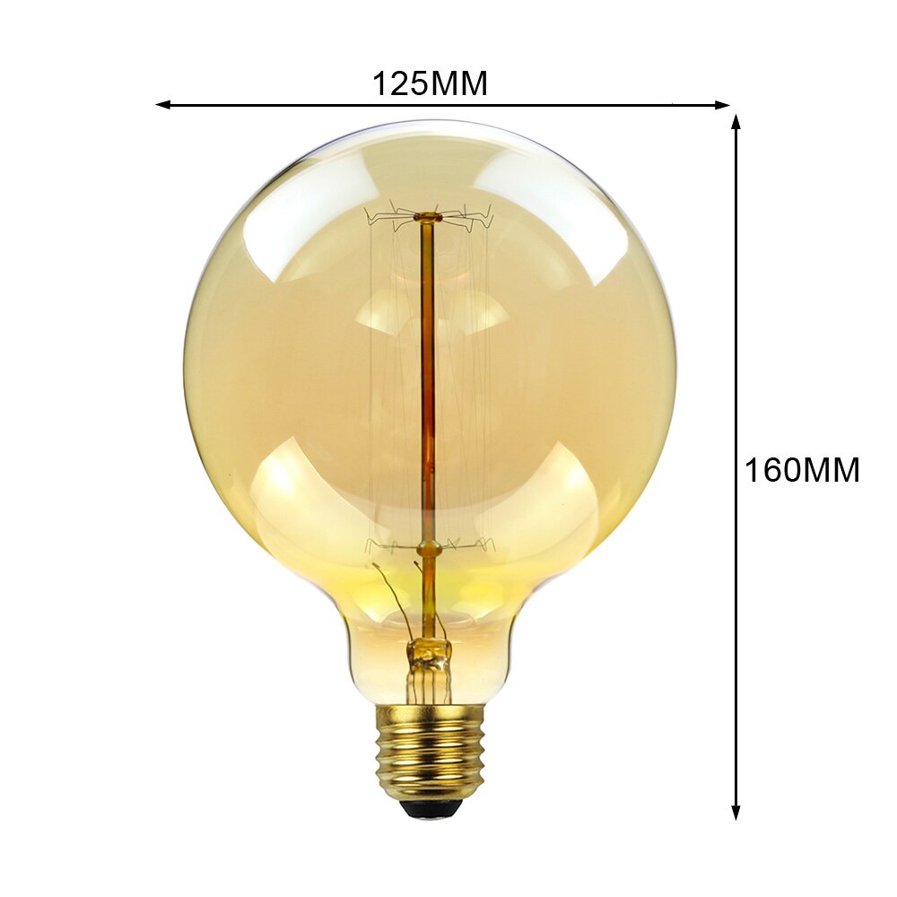 Tianfan 4 stk-pakke edison pære  g125 ekorn retro 40w 220v e27 globus årgang dekorativ lyspære antikk fancy lyspære