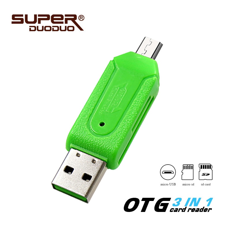 OTG 3 in 1 memory card reader for pc/micro usb flash drive/micro sd card/sd card high speed otg card reader