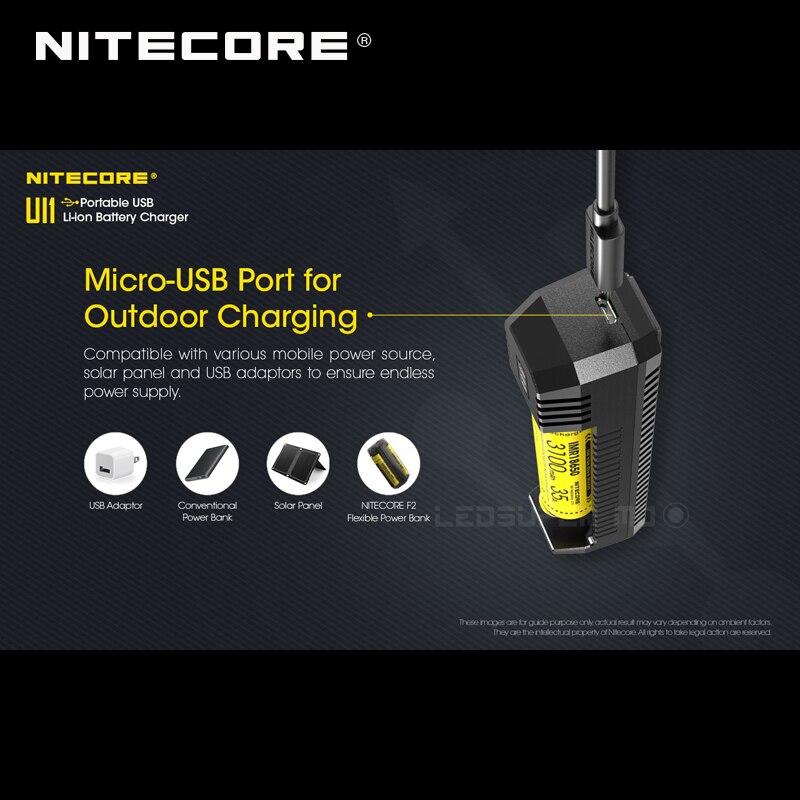 Nitecore carregador usb portátil ui1 para baterias li-ion/imr
