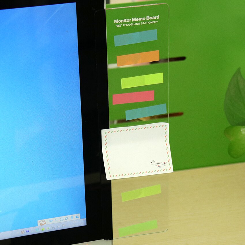 1pc muovinen näyttö viestimuistio taulu muistilapuille välilehdet puhelimet pc-näyttö tietokonenäytöt sivupaneelin suunnittelija