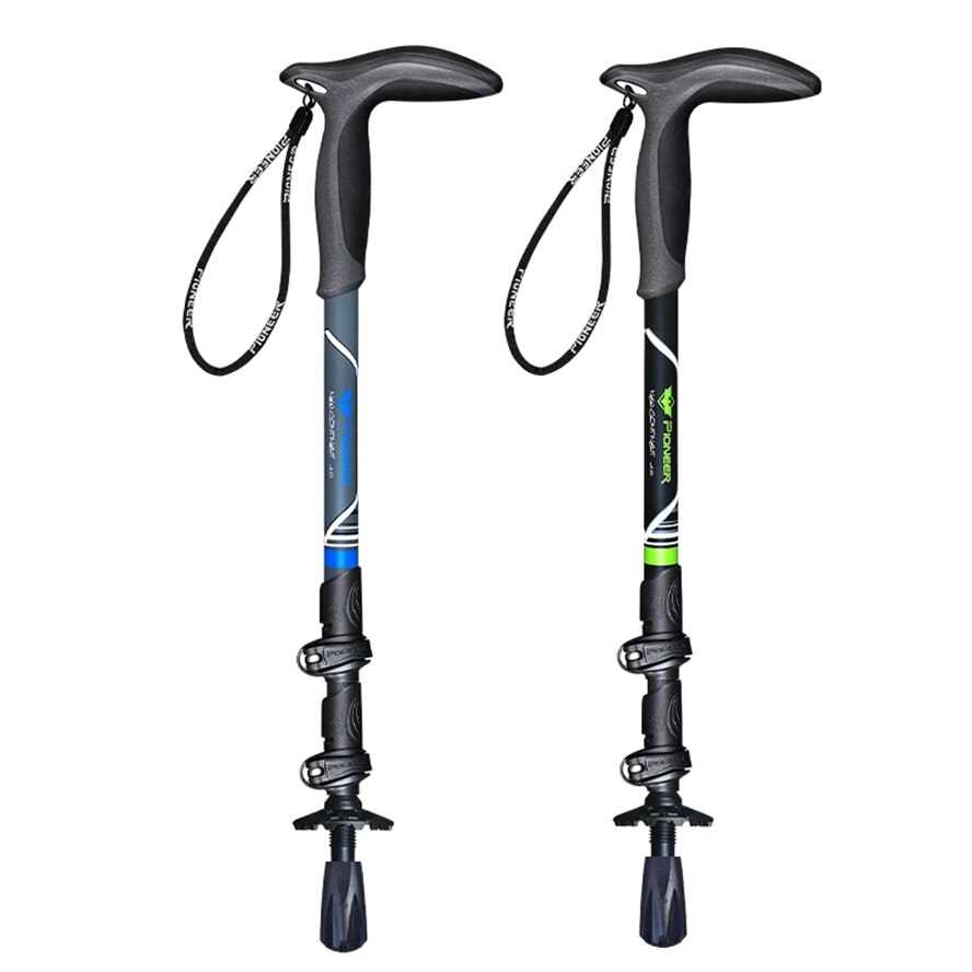 Pioneer – bâton de randonnée ultraléger et pliable en Fiber de carbone, avec poignée en T, pour Sports de plein air, béquille de Camping
