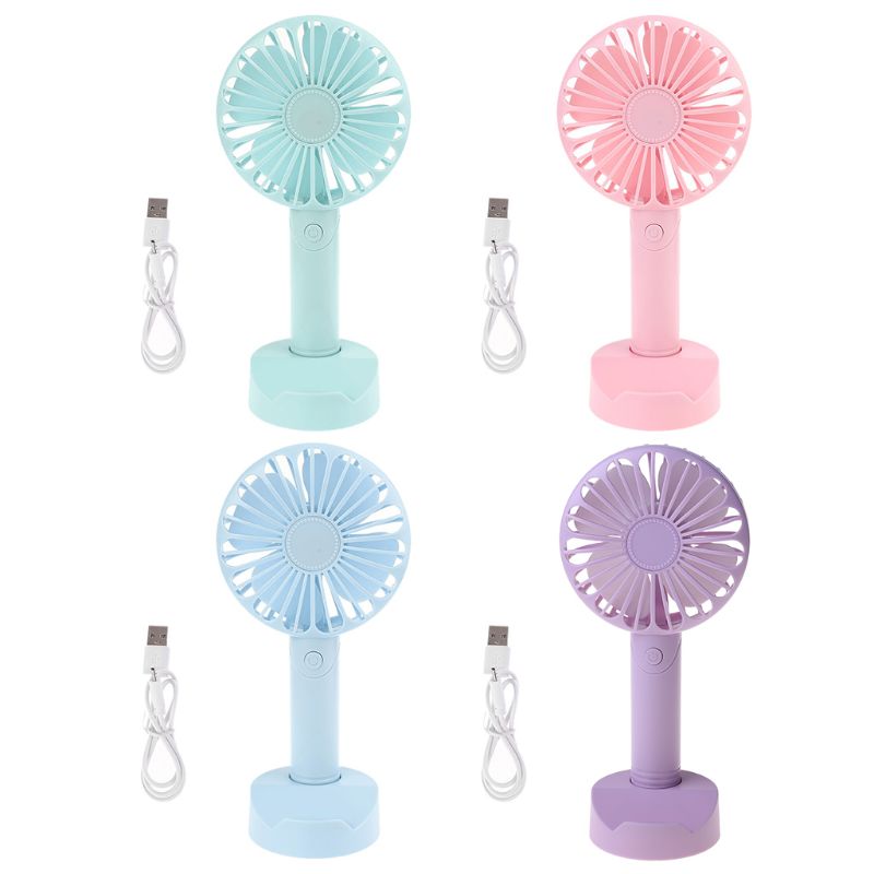 USB or AAA Battery Powered Handheld Desk USB Fan with 3 Speed Cellphone Holder