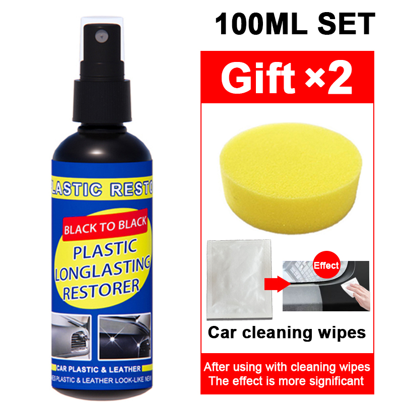 Restaurador de plástico para coche, productos de limpieza de coche con brillo negro, restauración de cuero y plástico, renovador de revestimiento de reparación y pulido automático: Negro