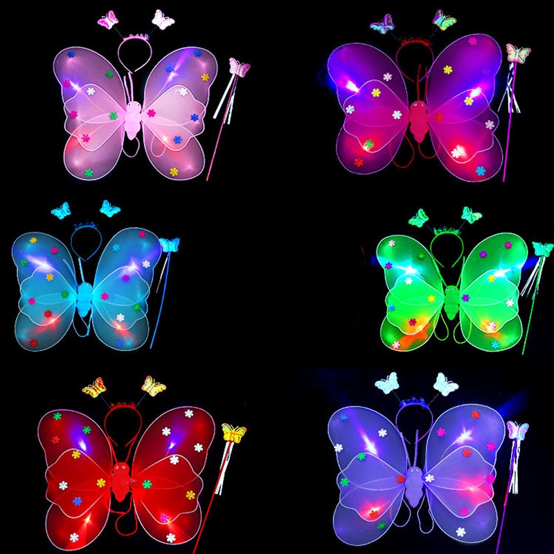 glühen in das dunkel Spielzeug Leucht Schmetterling FlüGel Drei-stück einstellen freundlicher Prinzessin Engel Zauberstab Projekte Zurück Ornament