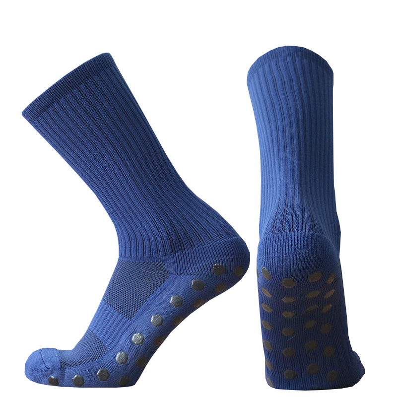 Sport Mannen Vrouwen Anti Slip Fs Voetbal Sokken Baseball Rugby Grip Voetbal Sokken: Navy blue