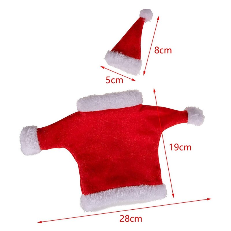 Xd -2 stk nissefrakk og lue vinflasketrekk rødt og hvitt juletema nissedress og hatt dekortema