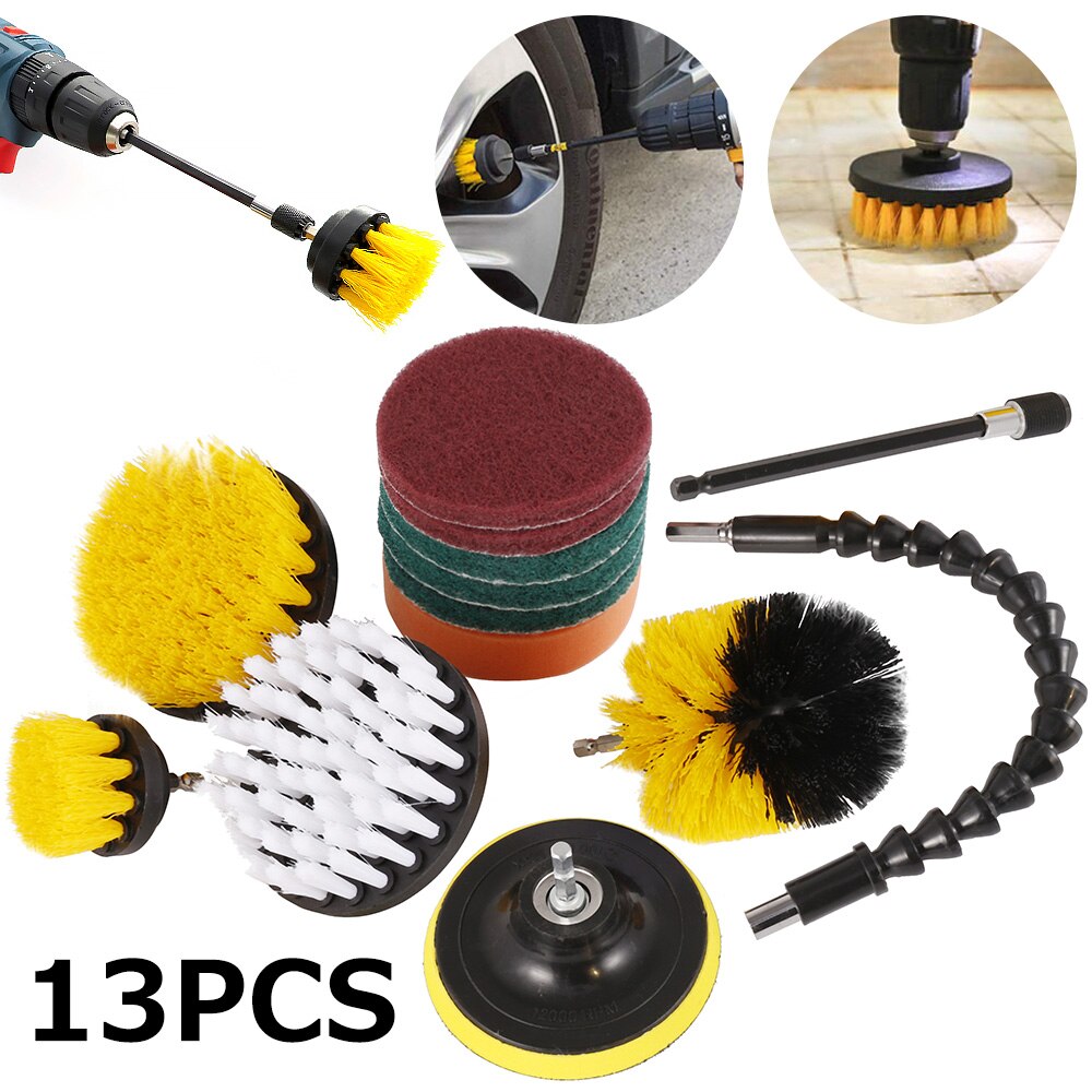 Brosses de nettoyage pour perceuse électrique, 10 13 pièces, tampons de nettoyage pour tapis de voiture