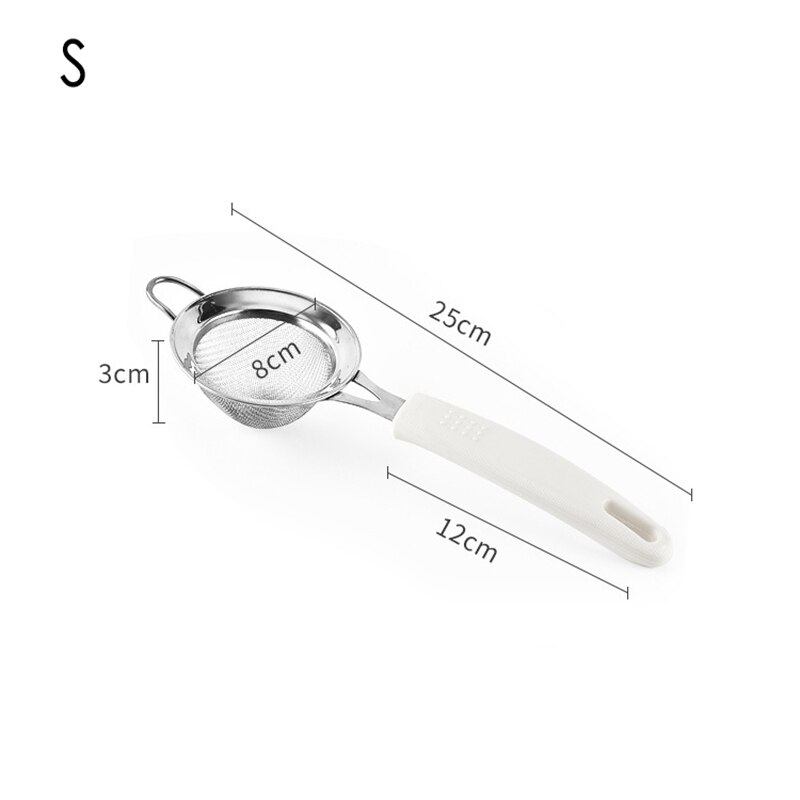 30 Mesh Stainless Steel Flour Sieve White Handle Manual Double Layer Fine Mesh Oil Strainer Baking Tool Kitchen Supplies: white 8cm