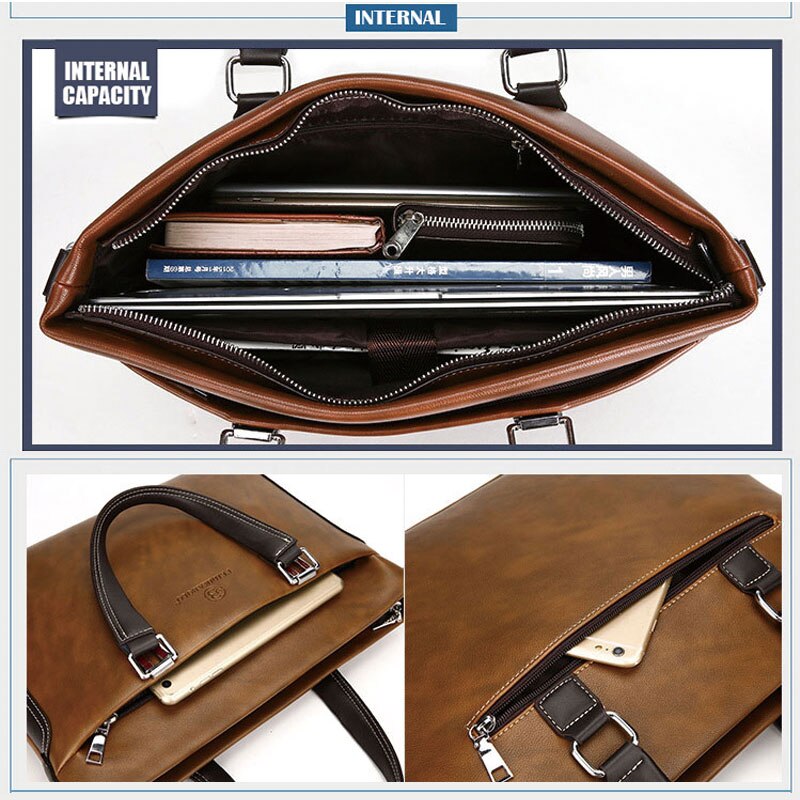 Men Business Laptop computer Briefcase Shoulder Messenger Bags for Man Casual Office Hand Bag Male Waterproof Leather Handbag