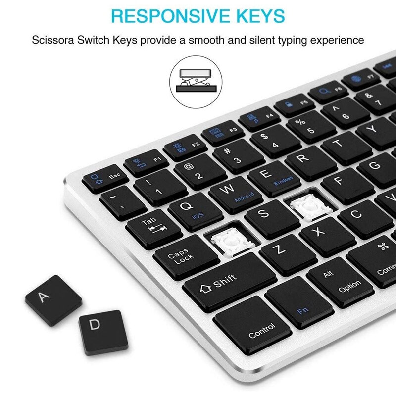 Wiederaufladbare, tragbare bluetooth-tastatur mit nummernblock für laptop, pc, tablet, windows, ios und android