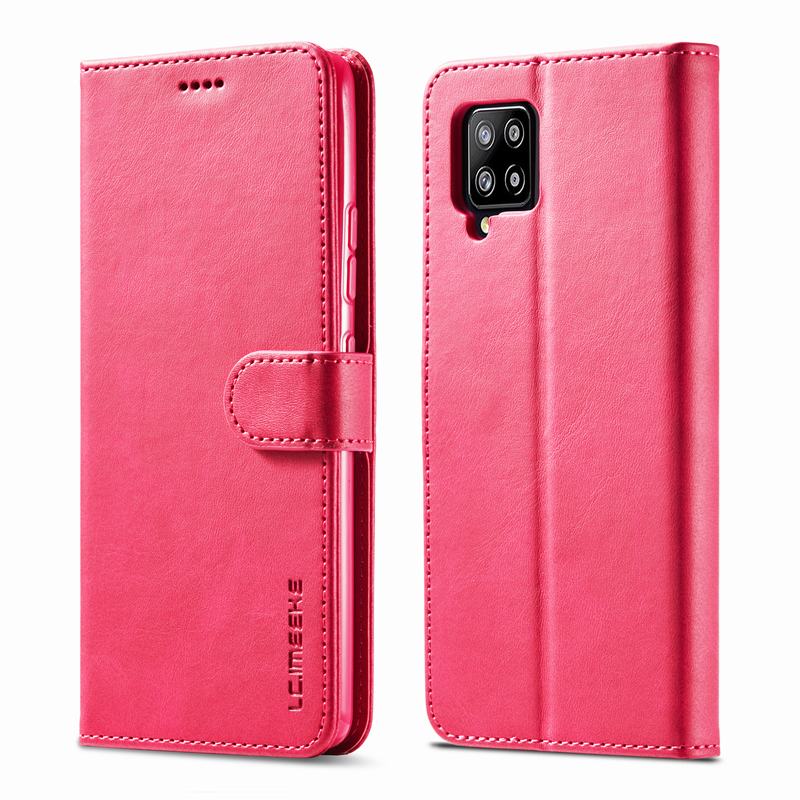 For Samsung Galaxy A42 5G Case Flip Wallet Magnetic Luxury Cover For Samsung A42 A 42 5G Case Leather Phone Bags Cases Coque: Rose Red