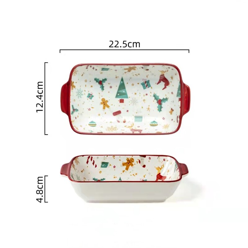 Salad Plate Noel Ceramic Cartoon Cute Christmas Gingerbread Man Shape Dessert Dinner Table Must-Have Suitable: 22.5cmX12.4cmX4.8cm