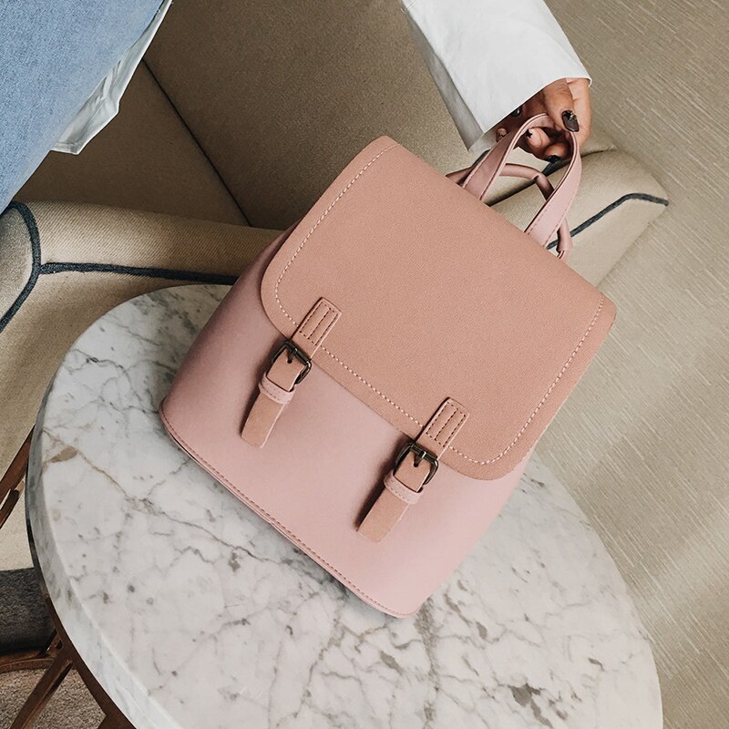 DIDABEAR Leather Small Backpack Women Backpacks Female School Bags for Girls Travel Bag Black Pink Brand